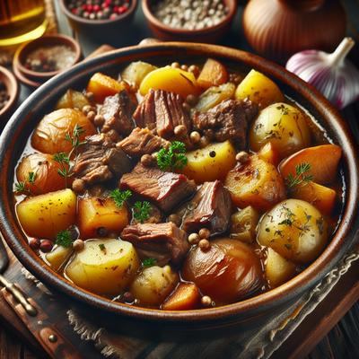 Image of Slow Cooked Meat and Potato Casserole