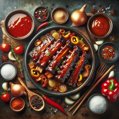 Image of Slow Cooked Pork Ribs with Sweet and Sour Sauce