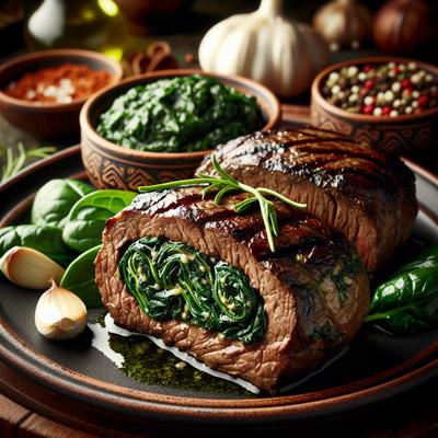 Image of Slow Cooked Spinach Stuffed Steaks