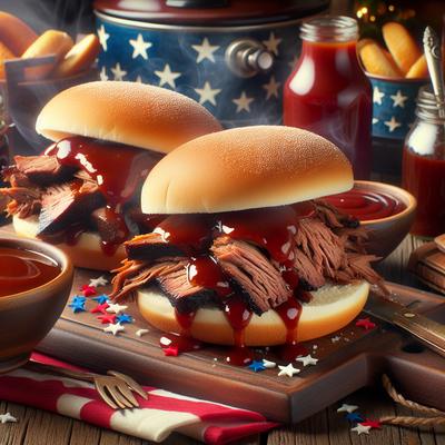 Image of Slow Cooker 4th of July Chuck Roast Barbecue Sandwiches