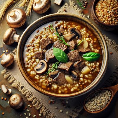 Image of Slow Cooker Beef Mushroom Barley Soup