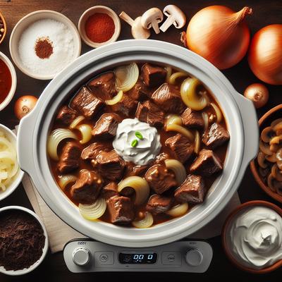 Image of Slow Cooker Beef Stroganoff Cooking for 2