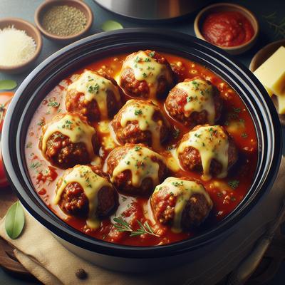 Image of Slow Cooker Cheese Stuffed Meatballs and Sauce