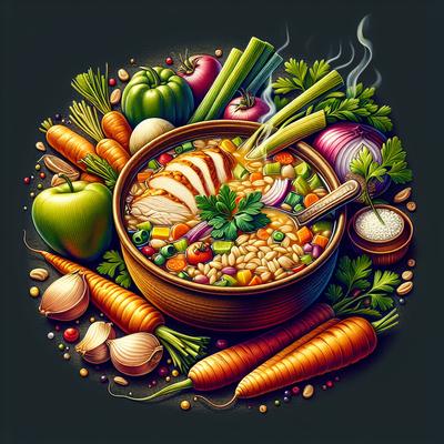 Image of Slow Cooker Chicken Barley Vegetable Soup