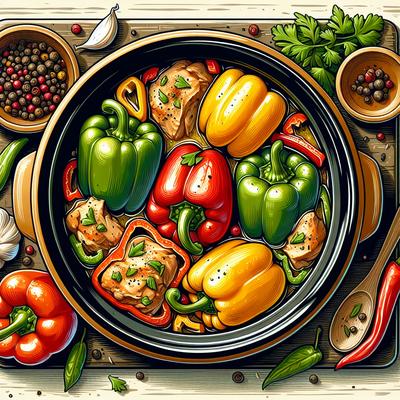 Image of Slow Cooker Chicken Stuffed Peppers