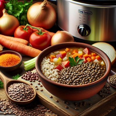 Image of Slow Cooker Lentil and Rice Soup