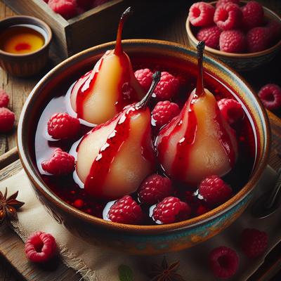 Image of Slow Cooker Poached Raspberry Pears