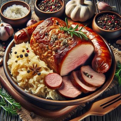 Image of Slow Cooker Pork Loin Roast with Sauerkraut and Kielbasa