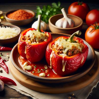 Image of Slow Cooker Stuffed Red Bell Peppers