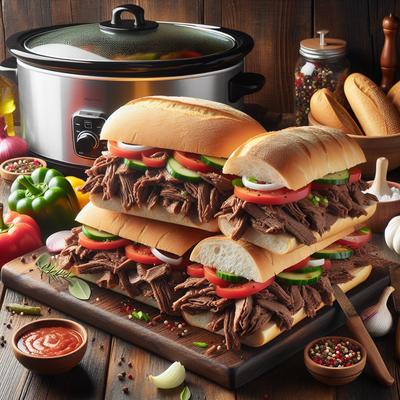 Image of Slow Cooker Tangy Italian Beef Sandwiches