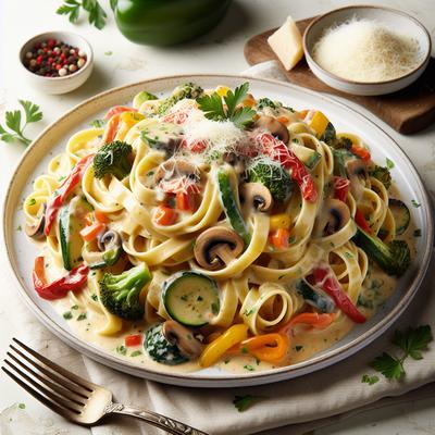 Image of Slow Cooker Vegetable Fettuccine Alfredo