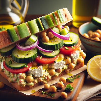 Image of Smashed Chickpea Greek Salad Sandwich