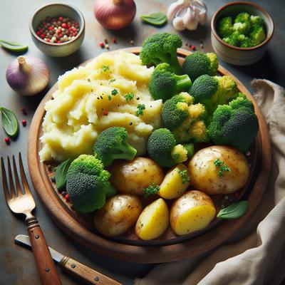 Image of Smashed Potatoes with Broccoli