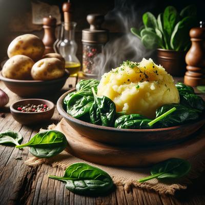 Image of Smashed Potatoes with Spinach