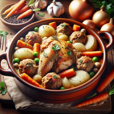 Image of Smells Like Sunday Chicken Fricassee with Meatballs