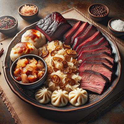 Image of Smoked Beef Brisket with Sauerkraut and Dumplings