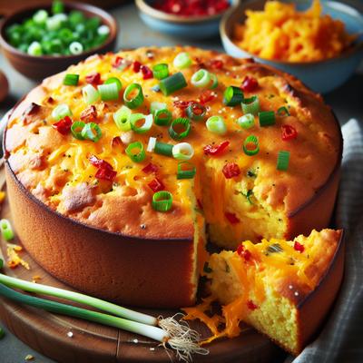 Image of Smoked Cheddar Cornbread with Scallions and Red Pepper