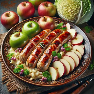 Image of Smoked Chicken Sausage with Apples Cabbage