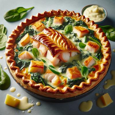 Image of Smoked Haddock Spinach and Cheese Sauce Pie