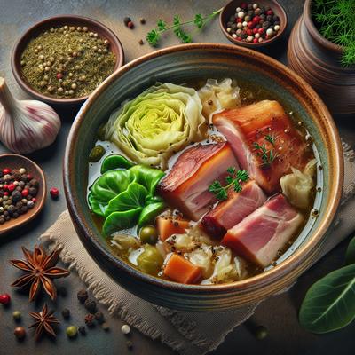 Image of Smoked Ham Hock and Cabbage Soup