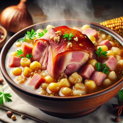 Image of Smoked Ham Hock Hominy Stew