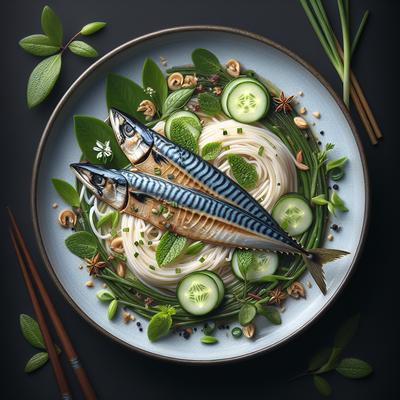 Image of Smoked Mackerel Noodles with Cucumber and Herbs