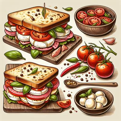 Image of Smoked Mozzarella Sandwiches with Tomatoes Two Ways