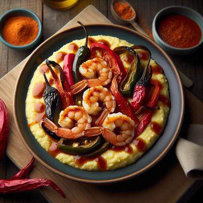 Image of Smoked Paprika Shrimp Poblano Polenta Red Pepper Agave Sauce