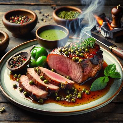 Image of Smoked Pork Tenderloin with Green Peppercorn Sauce