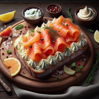 Image of Smoked Salmon and Cream Cheese Open Sandwich for One