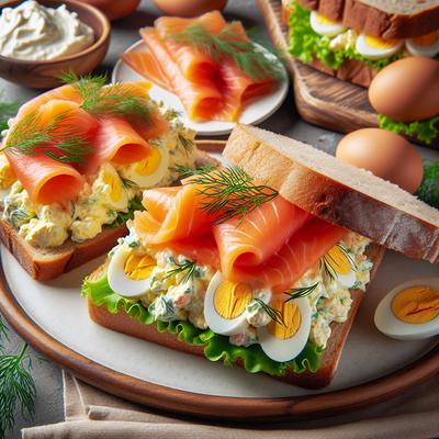 Image of Smoked Salmon and Egg Salad Sandwiches