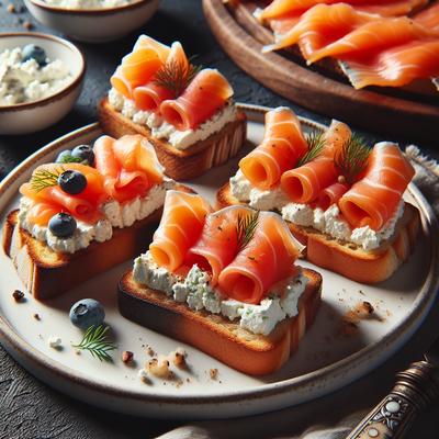 Image of Smoked Salmon and Goat Cheese Toasts