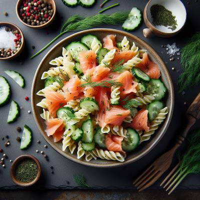 Image of Smoked Salmon Dill and Cucumber Pasta Salad