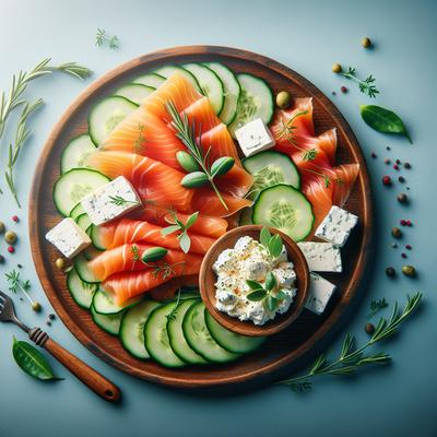 Image of Smoked Salmon Goat Cheese Cucumber Slices