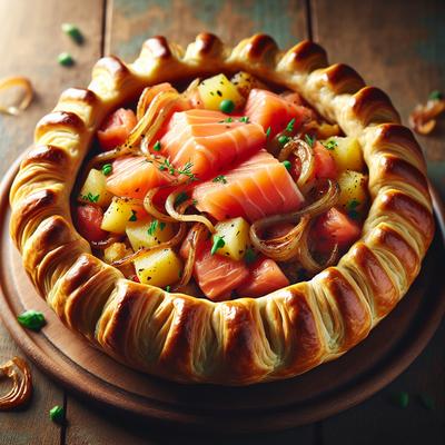 Image of Smoked Salmon Hash with Puffed Pastry Nest