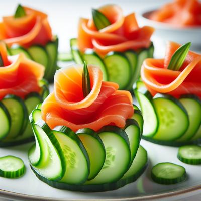 Image of Smoked Salmon in Cucumber Cups