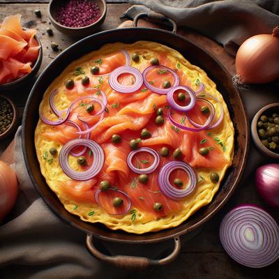 Image of Smoked Salmon Omelet with Red Onions and Capers