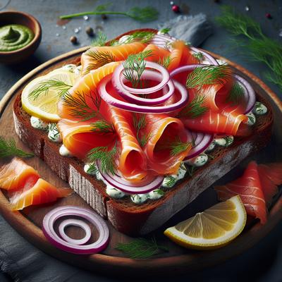 Image of Smoked Salmon Open Faced Sandwich Laks Smrrebrd