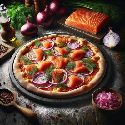 Image of Smoked Salmon Pizza with Red Onion and Dill