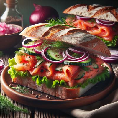 Image of Smoked Salmon Sandwiches with Red Onion Relish
