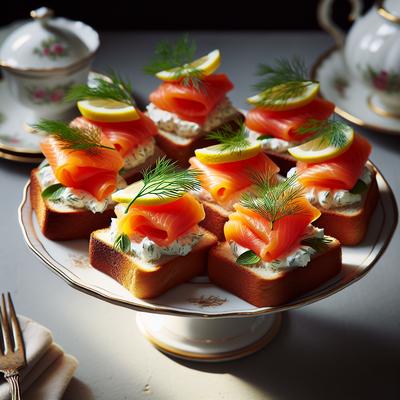 Image of Smoked Salmon Tea Sandwiches with Dill Cream Cheese