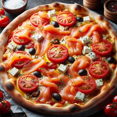 Image of Smoked Salmon Tomato and Feta Pizza