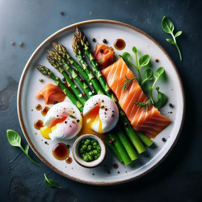 Image of Smoked Salmon with Poached Eggs and Asparagus