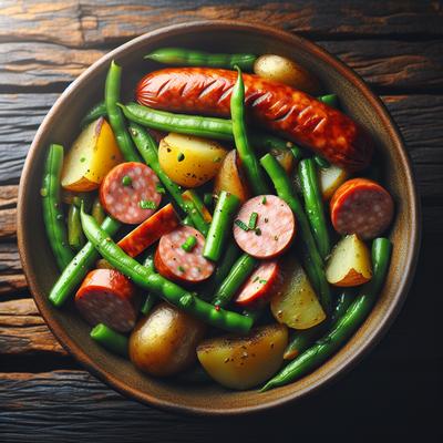 Image of Smoked Sausage Green Beans and Potatoes