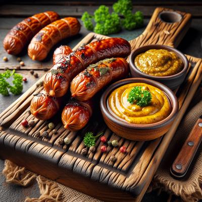 Image of Smoked Sausages with Mustard Sauce