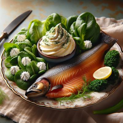 Image of Smoked Trout W Baby Greens Horseradish Whipped Cream