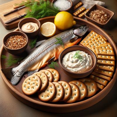 Image of Smoked Trout with Crackers and a Lemon Dill Mayonnaise
