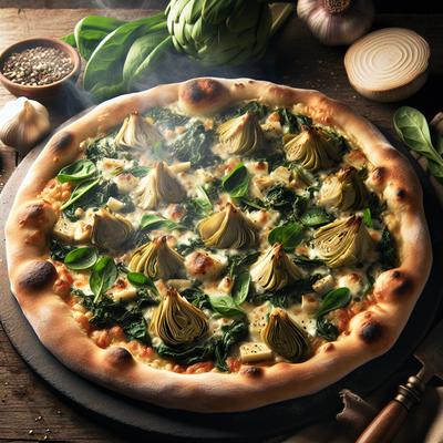Image of Smokey Spinach and Artichoke Blonde Pizza