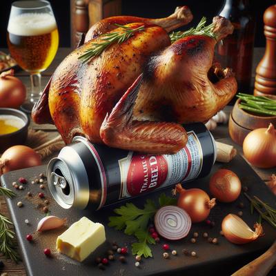 Image of Smokin Drunkin Flame Broiled Turkey Turkey on a Beer Can