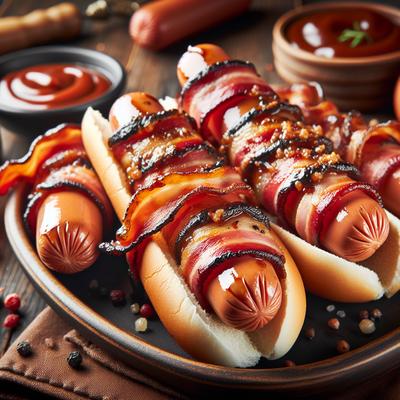 Image of Smoky Bbq Bacon Wrapped Dogs
